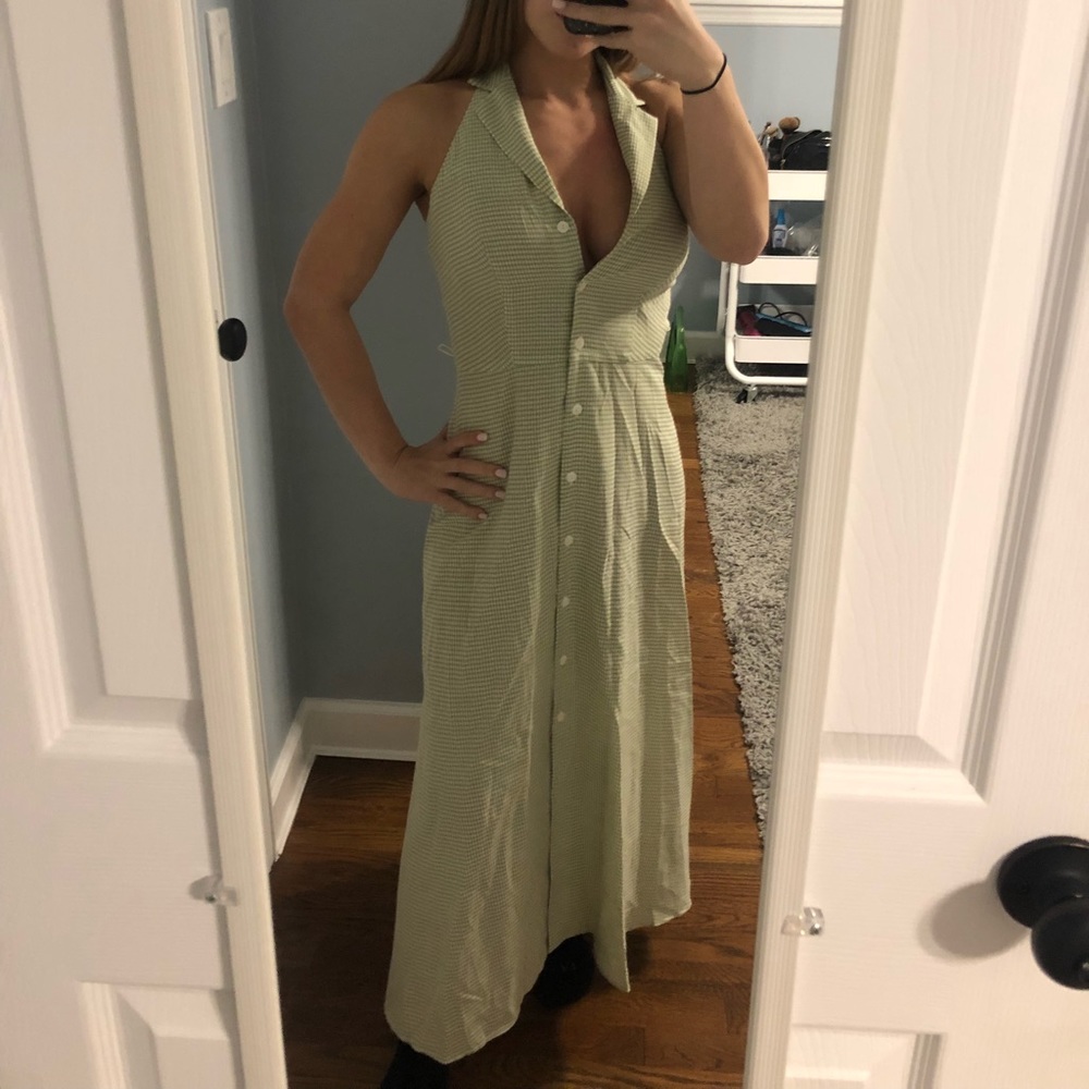 Boston Proper Halter Plaid Button Down Dress